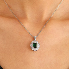 Emerald Crystal Spring Pendant With Chain