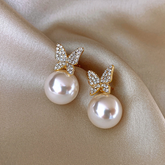 Butterfly Pearl Dangle Earrings