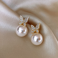Butterfly Pearl Dangle Earrings