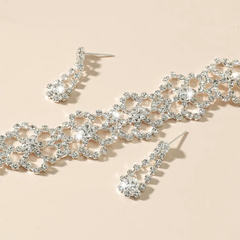 Rhinestone Crystal Collar Necklace Earrings Set