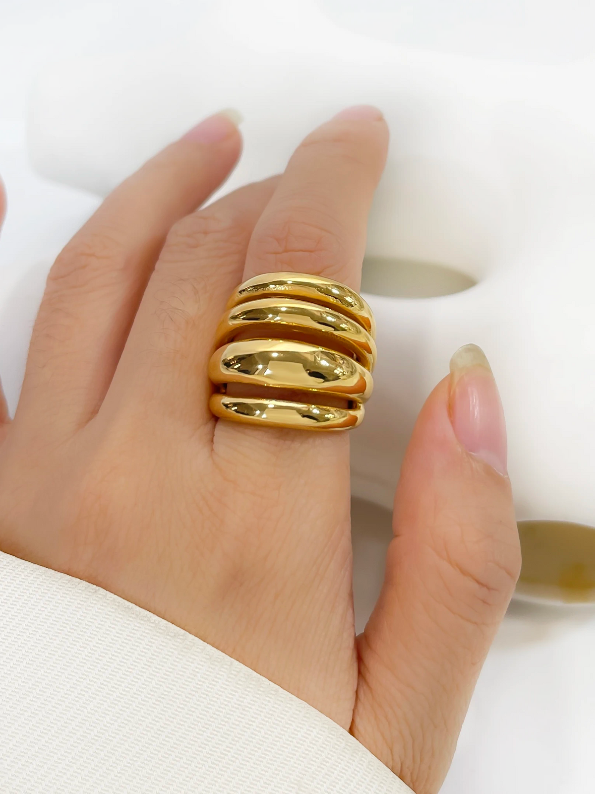 18K Gold Plated Chunky Dome Ring