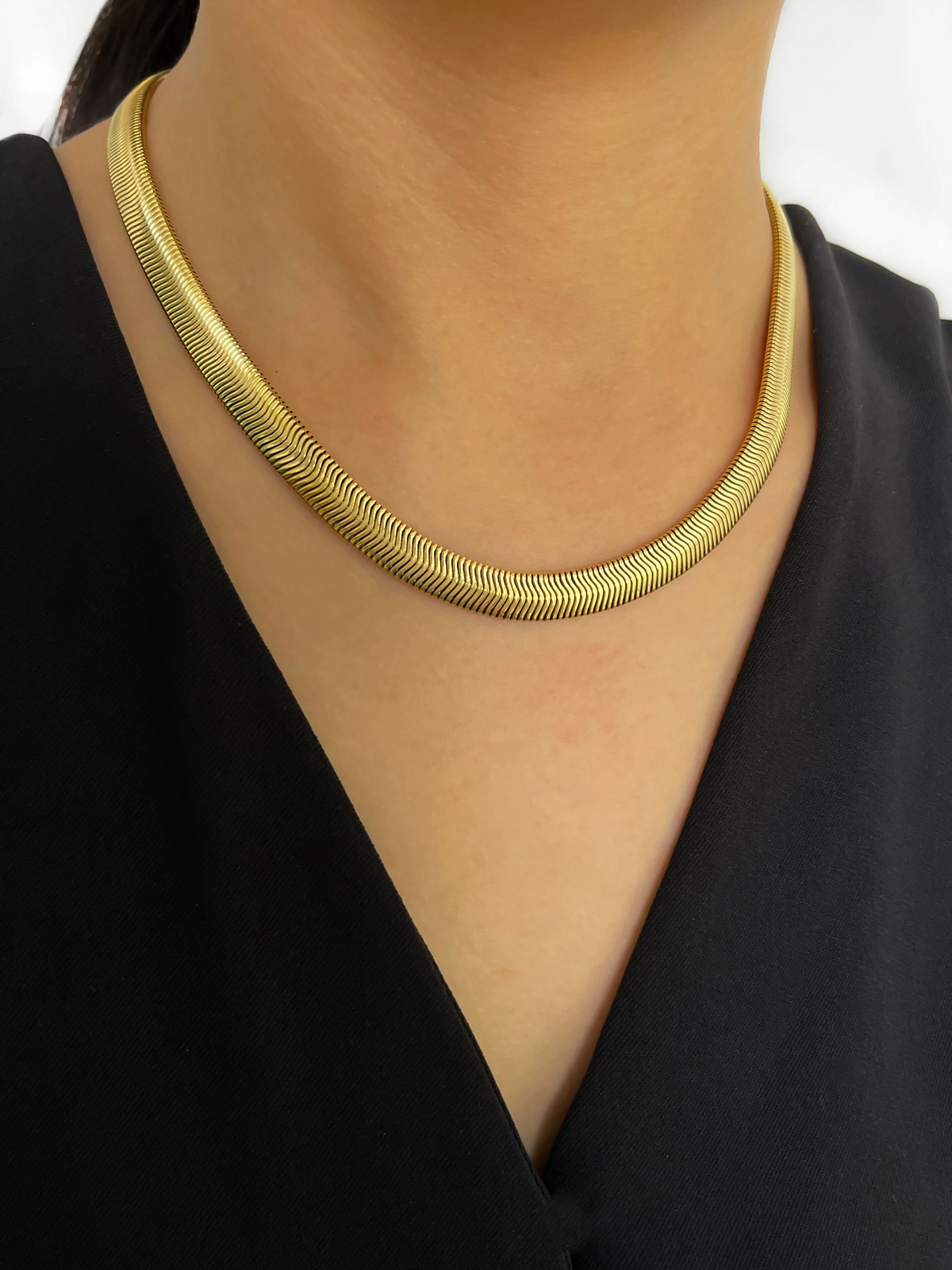 18K Gold Plated Herringbone Necklace